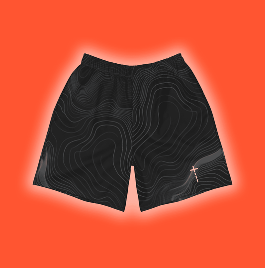 Lyfted's Black Swirl Swim Shorts Front